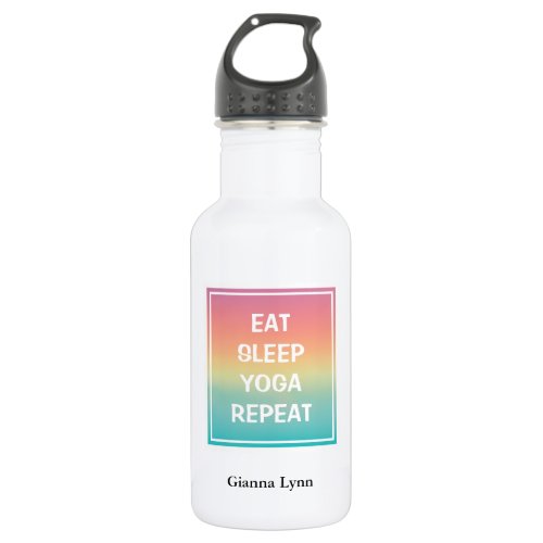 Eat Sleep Yoga Pastel Ombre Stainless Steel Water Bottle