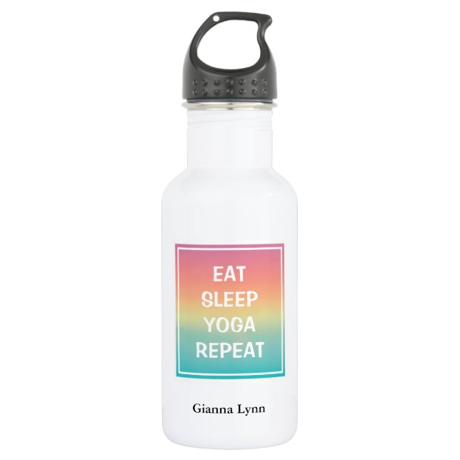 Eat Sleep Yoga Pastel Ombre Stainless Steel Water Bottle (Front)