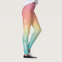 Pastel Rainbow Ombre Yoga Leggings Women, Tie Dye Gradient Kawaii Colo