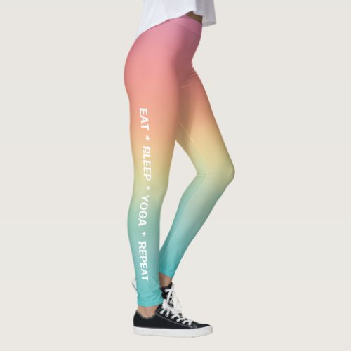 Eat Sleep Yoga Repeat Pastel Ombr Leggings