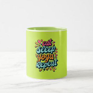 Eat Sleep Yoga Repeat Typography Two-Tone Coffee Mug