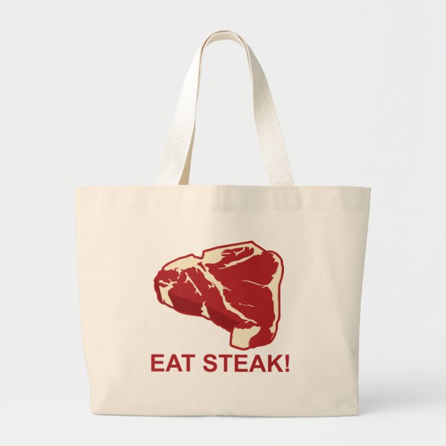 Eat STeak Large Tote Bag (Front)