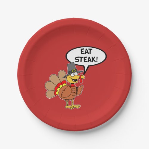 Eat Steak Turkey Pilgrim Hat Thanksgiving Paper Plates