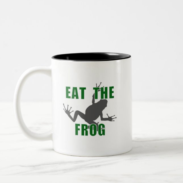 Eat The Frog - Entrepreneur Motivation Quote Two-Tone Coffee Mug (Left)