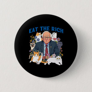 Eat The Rich Bernie Sanders Floral Cat Resist Agai Button
