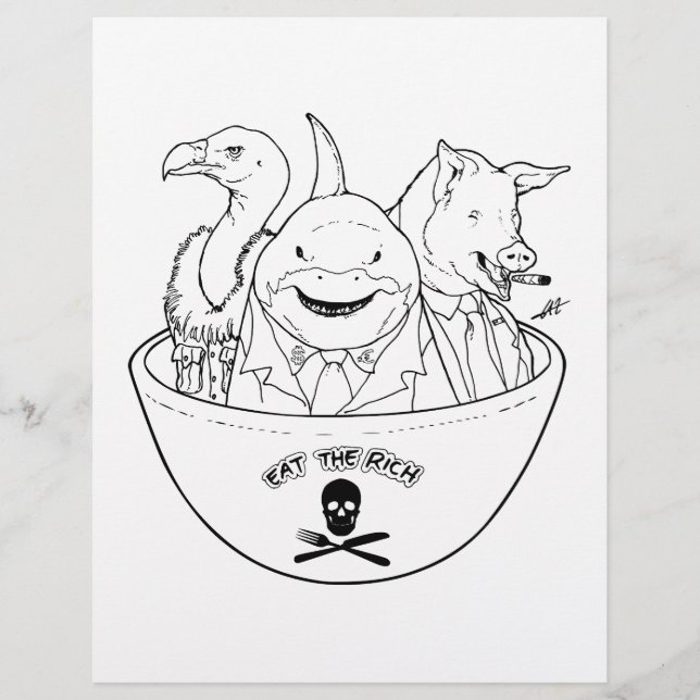 Eat the Rich! - Coloring page. (Front)