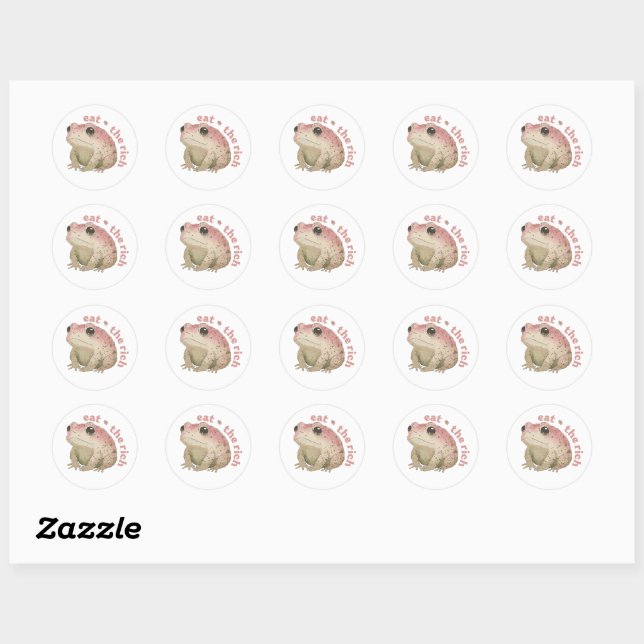 Eat the rich - pink frog classic round sticker (Sheet)