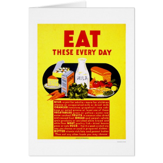 Eat These Every Day 1942 WPA Cards (Front)