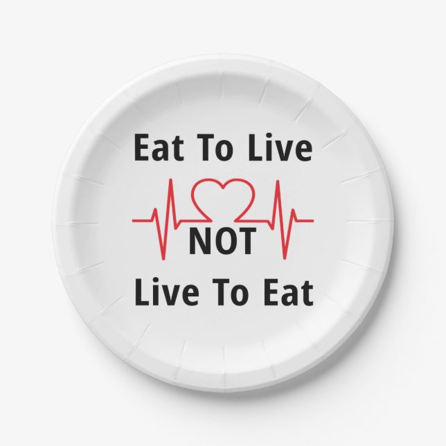Eat to Live, not Live to Eat Paper Plates (Front)