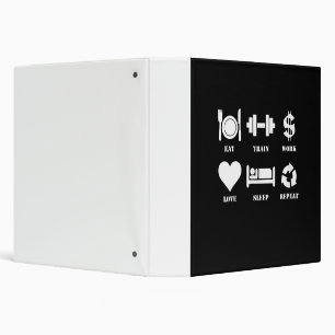 Eat Train Work Love Sleep Repeat Motivational Gym 3 Ring Binder