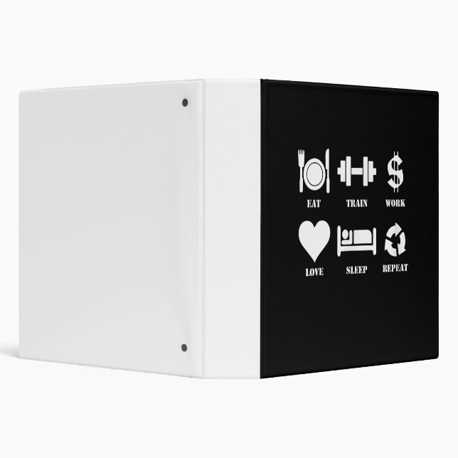 Eat Train Work Love Sleep Repeat Motivational Gym 3 Ring Binder (Background)
