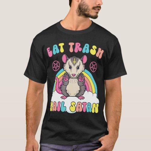 Eat Trash Hail Satan Kawaii Pastel Goth Satanic Po T_Shirt