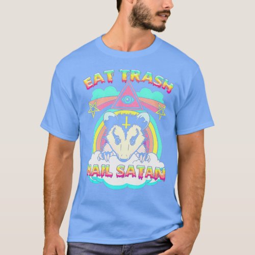 Eat Trash Hail Satan Raccoon Pentagram Satanic T_Shirt