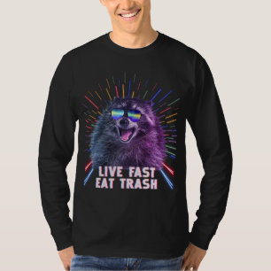 Eat Trash Raccoon Panda Rave Old School Pilot Sung T-Shirt