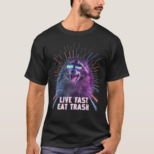 Eat Trash Raccoon Panda Rave Old School Pilot Sung T-Shirt (Front)