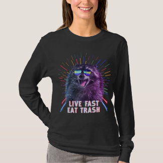 Eat Trash Raccoon Panda Rave Old School Pilot Sung T-Shirt