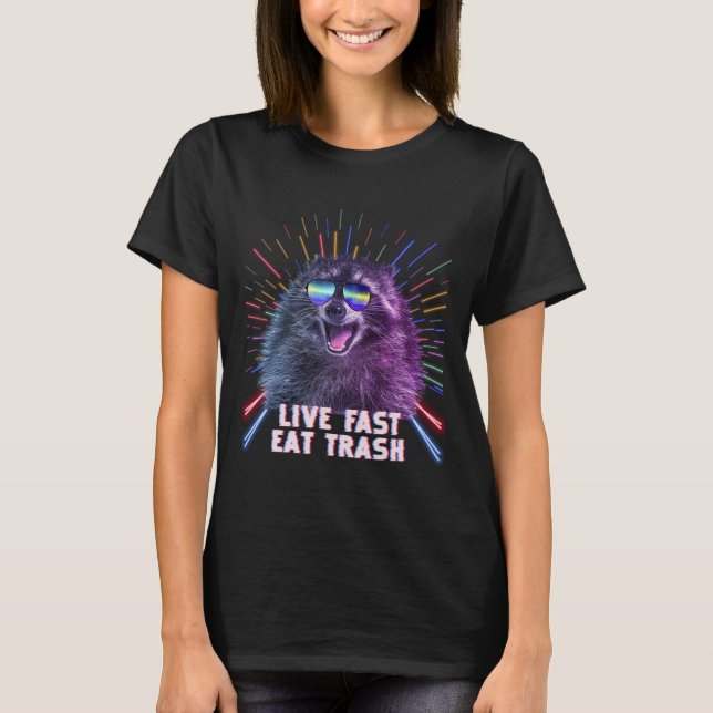 Eat Trash Raccoon Panda Rave Old School Pilot Sung T-Shirt (Front)