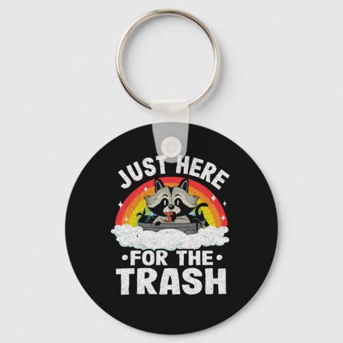 Eat Trash Racoon Retro Rainbow Vintage Raccoon Keychain
