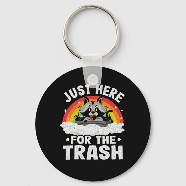 Eat Trash Racoon Retro Rainbow Vintage Raccoon Keychain (Front)
