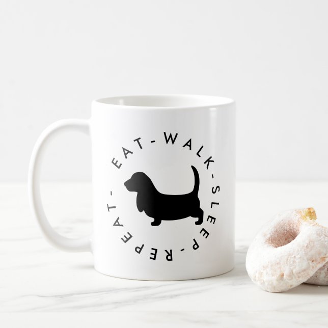 Eat walk knit repeat sausage dog gift coffee mug (With Donut)