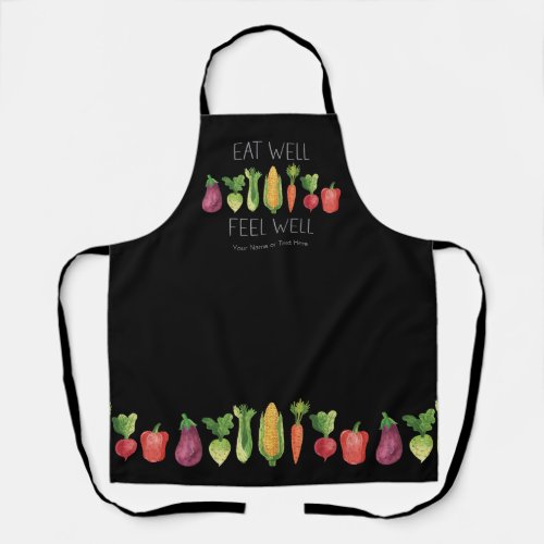 Eat Well Feel Well Watercolor Organic Vegetables   Apron
