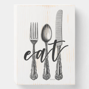 EAT WOODEN BOX SIGN