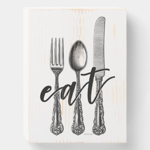 EAT WOODEN BOX SIGN