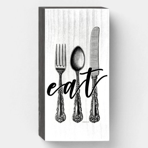 EAT WOODEN BOX SIGN