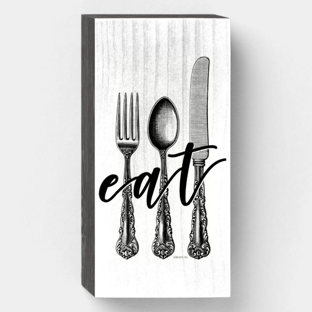 EAT WOODEN BOX SIGN (Front Vertical)