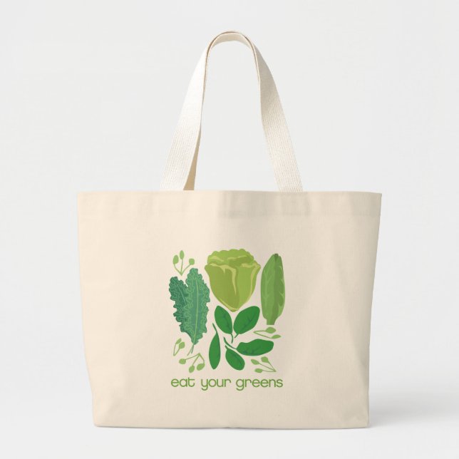 Eat Your Greens Mixed Lettuce Large Tote Bag (Front)