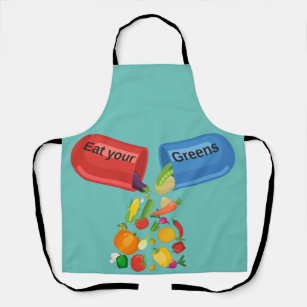Eat Your Greens Veggie Pill Nutrition Healthy Food Apron