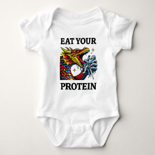 Eat Your Protein – Epic Dragon Eating Knight Baby Bodysuit