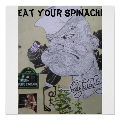 Eat your spinach Popeye graffiti poster