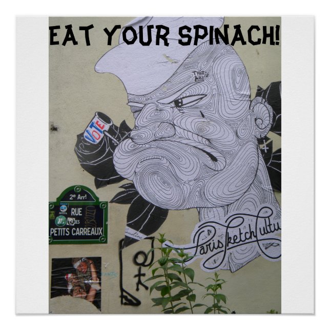 Eat your spinach Popeye graffiti poster (Front)