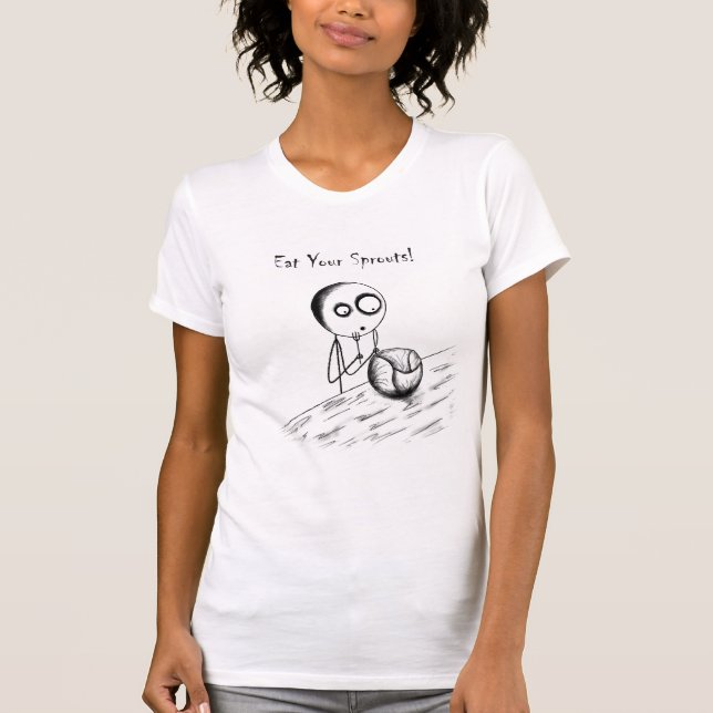 Eat your sprouts b&w Womens T T-Shirt (Front)