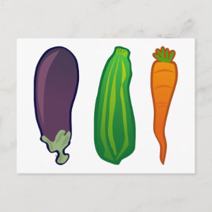 Eat Your Veggies Carrot Zucchini Eggplant Postcard