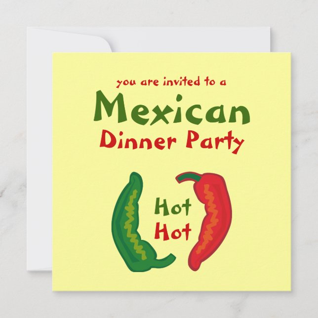 Eat Your Veggies Chili Mexican Dinner Party Invite (Front)