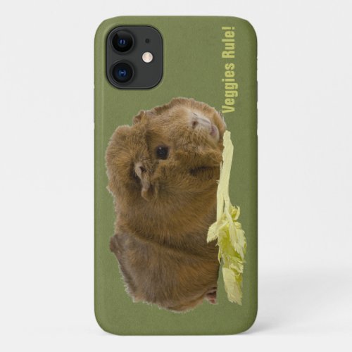 Eat Your Veggies Cute Ginger Guinea Pig Photo iPhone 11 Case