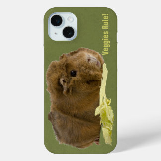 Eat Your Veggies Cute Ginger Guinea Pig Photo iPhone 15 Plus Case