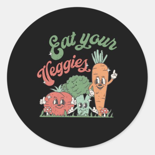 Eat Your Veggies Farmers Market Vegan Vegetarian V Classic Round Sticker