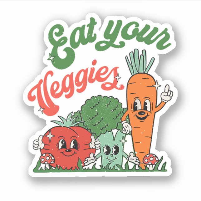 Eat Your Veggies Funny Vegeterian Sticker (Front)