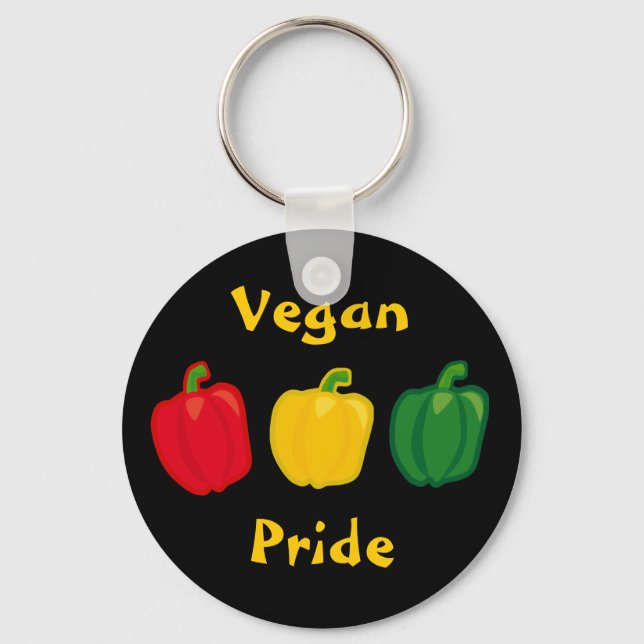 Eat Your Veggies Peppers Vegan Pride Keychain (Front)