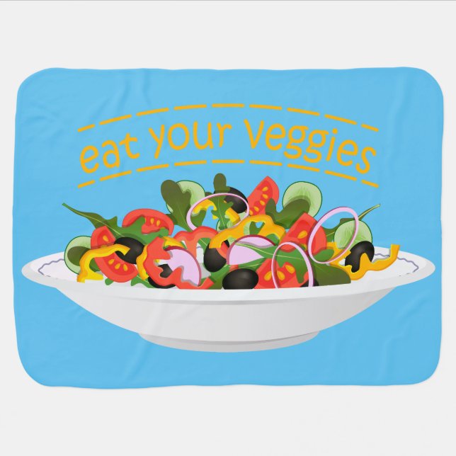 Eat Your Veggies Quote fresh salad mix bowl Baby Blanket (Horizontal)