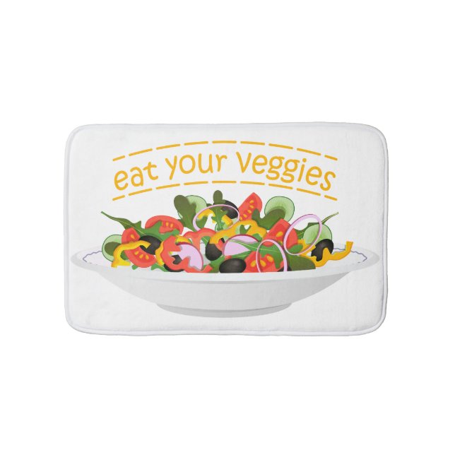 Eat Your Veggies Quote fresh salad mix bowl Bath Mat (Front)