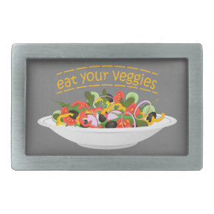 Eat Your Veggies Quote fresh salad mix bowl Belt Buckle