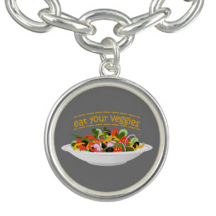 Eat Your Veggies Quote fresh salad mix bowl Bracelet