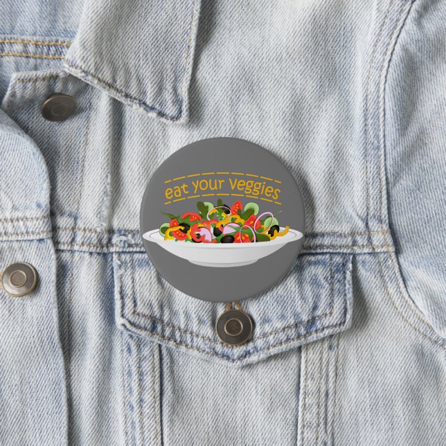 Eat Your Veggies Quote fresh salad mix bowl Button (In Situ)