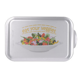 Eat Your Veggies Quote fresh salad mix bowl Cake Pan
