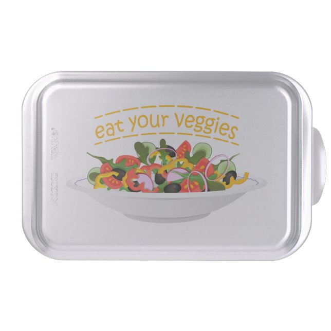Eat Your Veggies Quote fresh salad mix bowl Cake Pan (Front)