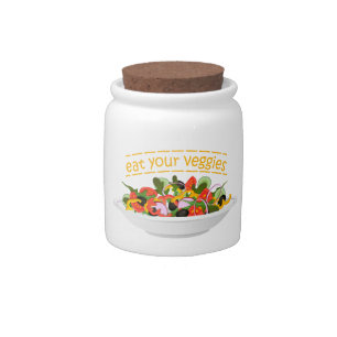 Eat Your Veggies Quote fresh salad mix bowl Candy Jar